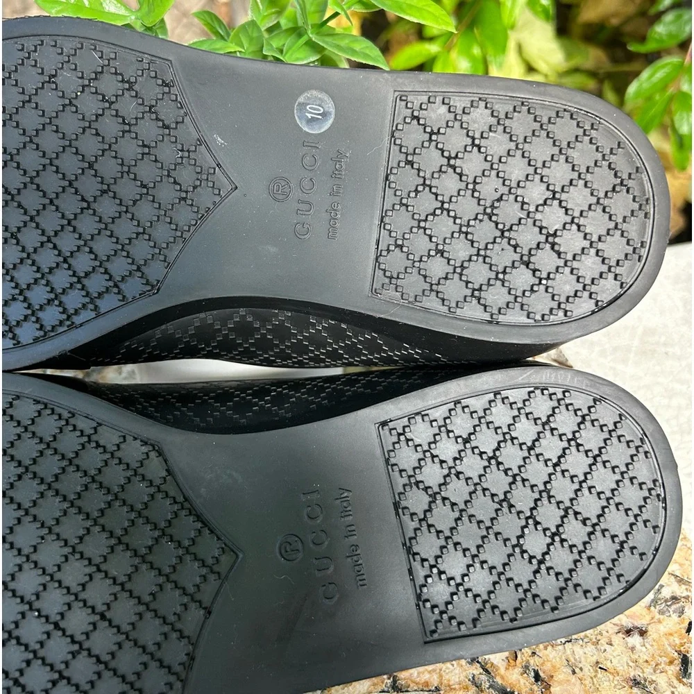 GUCCI Men's New Gucci Black Rubber Overshoe/Shoe Cover w/Diamante Pattern 11
